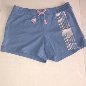 Unicorn Blue Striped Girls Shorts